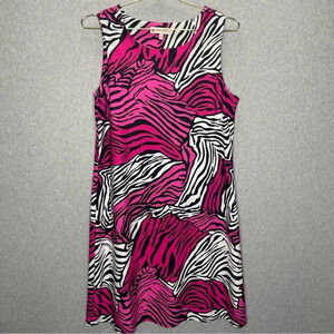 Jude Connally Hot Pink Tiger Stripes Scuba Sleeveless Shift Dress